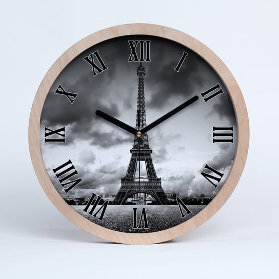 Zegar drewniany okrągły wieża eiffla paryż fi 30, Tulup Tulup