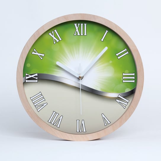 Zegar drewniany okrągły zielona abstrakcja fi 30, Tulup Tulup