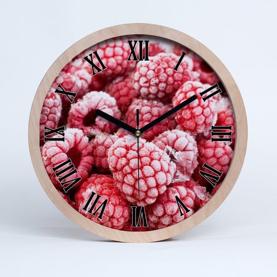 Zegar drewniany okrągły zmrożone maliny fi 30 cm, Tulup Tulup