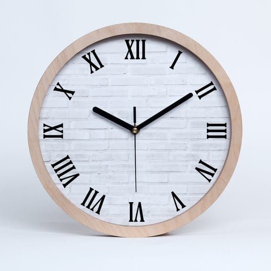 Zegar drewniany rzymski ceglana ściana fi 30 cm, Tulup Tulup