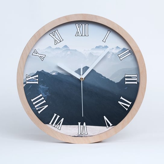 Zegar drewniany rzymski górskie szczyty fi 30 cm, Tulup Tulup
