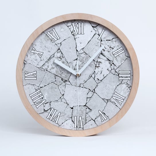 Zegar drewniany rzymski kamienna ściana fi 30 cm, Tulup Tulup