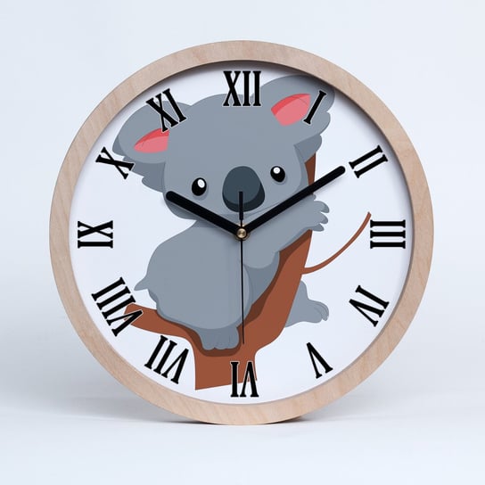 Zegar drewniany rzymski koala na drzewie fi 30 cm, Tulup Tulup