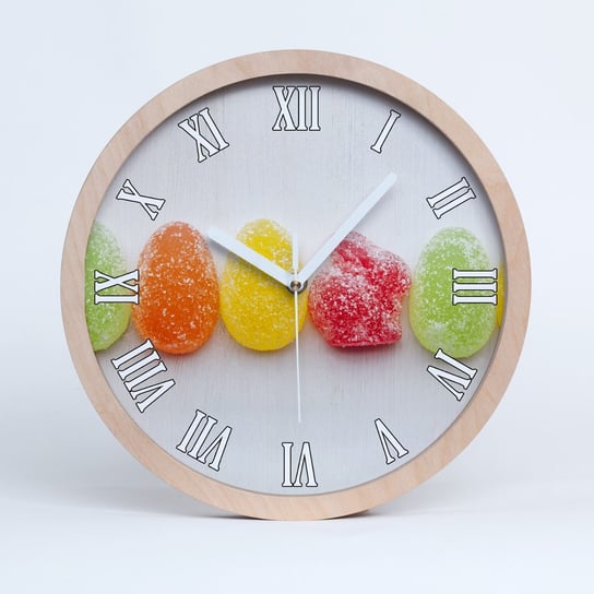 Zegar drewniany rzymski kolorowe żelki fi 30 cm, Tulup Tulup