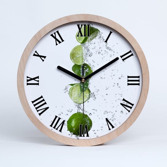 Zegar drewniany rzymski limonka i woda fi 30 cm, Tulup Tulup