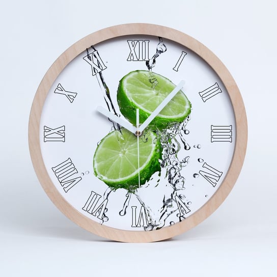 Zegar drewniany rzymski limonki i woda fi 30 cm, Tulup Tulup