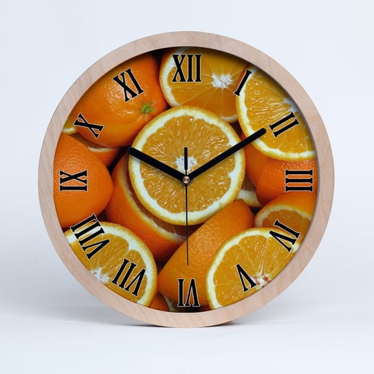 Zegar drewniany rzymski połówki pomarańczy fi 30, Tulup Tulup