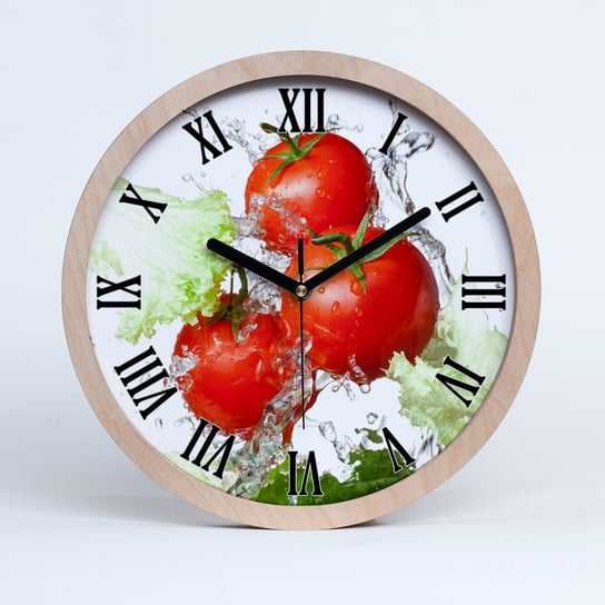 Zegar drewniany rzymski pomidory i sałata fi 30, Tulup Tulup