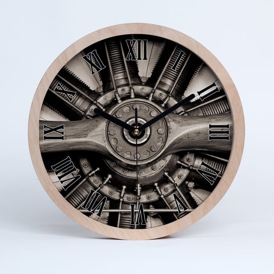 Zegar drewniany rzymski silnik samolotu fi 30 cm, Tulup Tulup