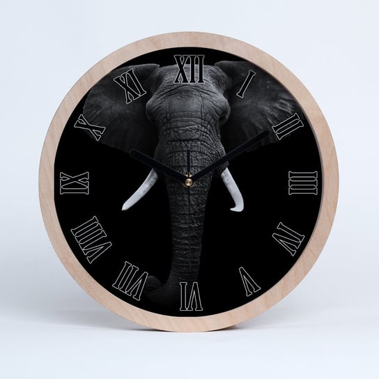 Zegar drewniany rzymski słoń afrykański fi 30 cm, Tulup Tulup