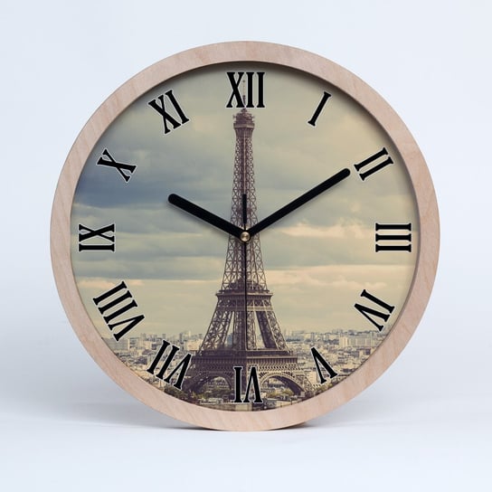 Zegar drewniany rzymski wieża eiffla paryż fi 30, Tulup Tulup