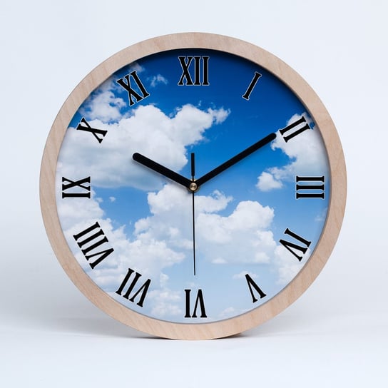 Zegar drewno na ścianę chmury na niebie fi 30 cm, Tulup Tulup