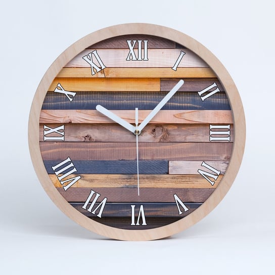 Zegar drewno na ścianę drewniana ściana fi 30 cm, Tulup Tulup