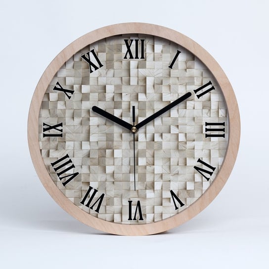 Zegar drewno na ścianę drewniane kostki fi 30 cm, Tulup Tulup