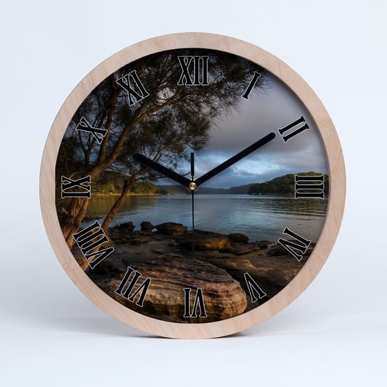 Zegar drewno na ścianę drzewo nad rzeką fi 30 cm, Tulup Tulup