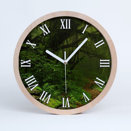 Zegar drewno na ścianę dżungla w nepalu fi 30 cm, Tulup Tulup