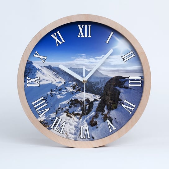 Zegar drewno na ścianę tatrzański szczyt fi 30 cm, Tulup Tulup