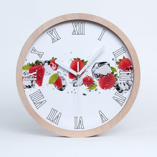 Zegar drewno na ścianę truskawki i woda fi 30 cm, Tulup Tulup