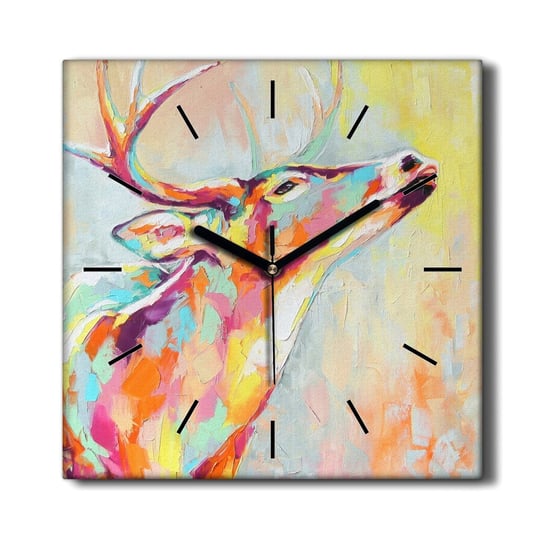 Zegar drukowany na płótnie Zwierzę jeleń  30x30 cm, Coloray Coloray
