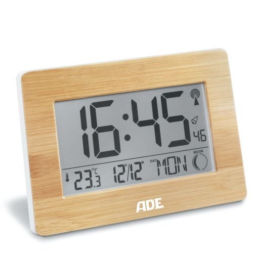 Zegar Elektroniczny Ade, Z Termometrem I Budzikiem, 23 X 3 X 16 Cm, Bambus ADE