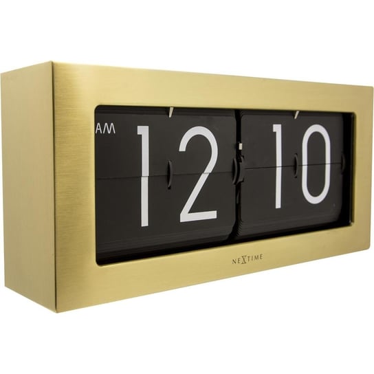 Zegar klapkowy NEXTIME Big Flip, złoty, 36x16,5x8,6 cm Nextime