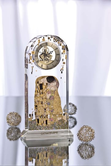 Zegar kryształowy 32cm Pocałun Goebel