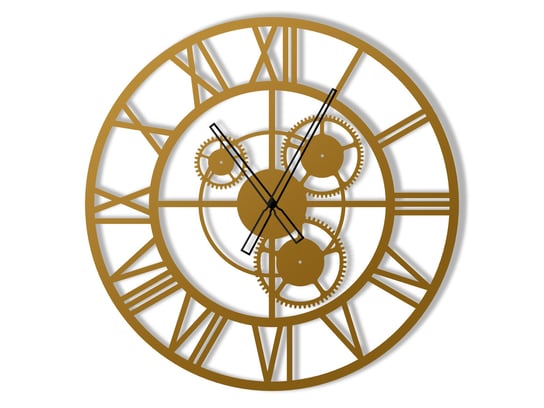 Zegar metalowy Loft z trybami 60 cm złoty Inna marka