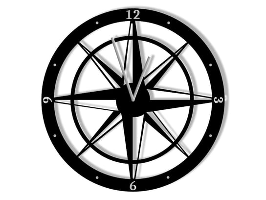 Zegar metalowy Róża Wiatrów 40 cm czarny matowy Inna marka