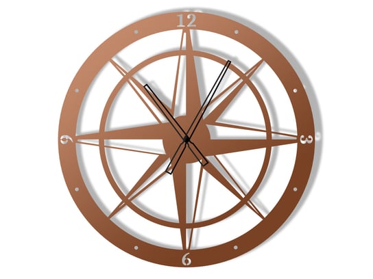 Zegar metalowy Róża Wiatrów 60 cm miedziany Inna marka