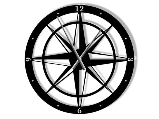 Zegar metalowy Róża Wiatrów 70 cm czarny matowy Inna marka
