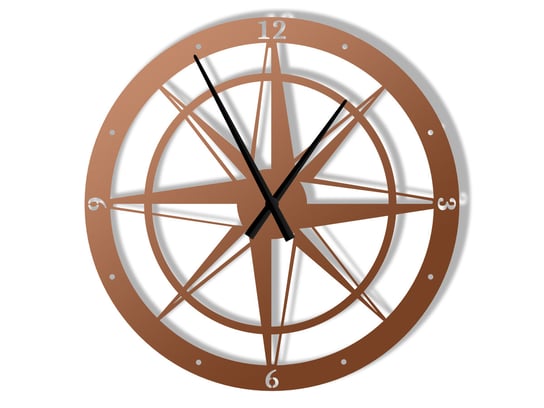 Zegar metalowy Róża Wiatrów 70 cm miedziany Inna marka