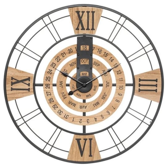 Zegar Metalowy Z Kalendarzem Eddie 60 cm MIA home