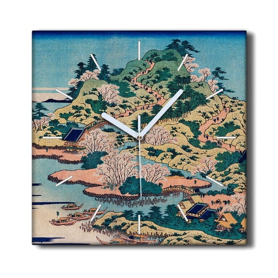 Zegar na płótnie 30x30 Azja wyspa morze góra rzeka, Coloray Coloray