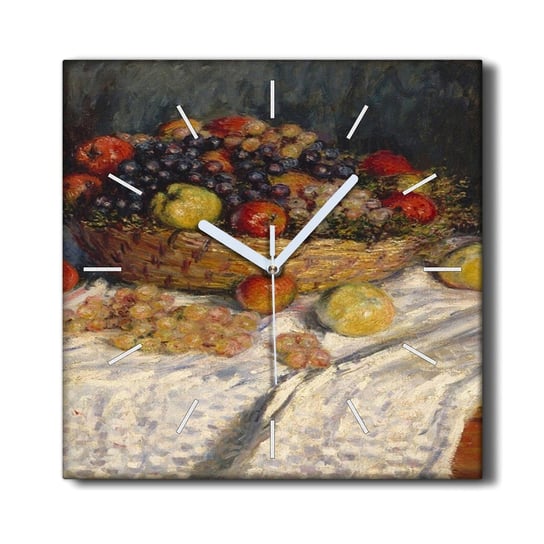 Zegar na płótnie 30x30 cm Jabłka i winogrona Monet, Coloray Coloray