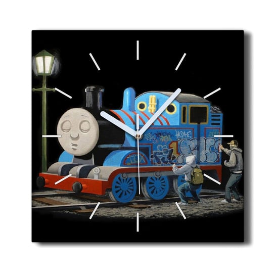 Zegar na płótnie 30x30 cm Lokomotywa Banksy czarny, Coloray Coloray