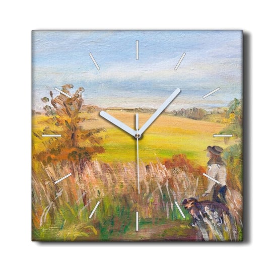 Zegar na płótnie 30x30 cm Wieś pole niebo przyroda, Coloray Coloray