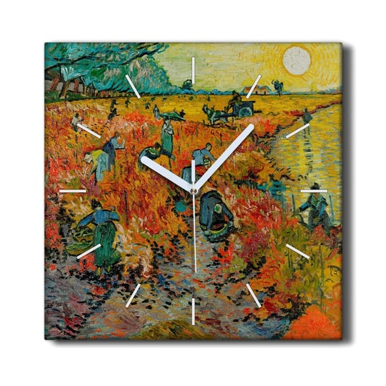 Zegar na płótnie 30x30 Czerwona winnica Van Gogh, Coloray Coloray