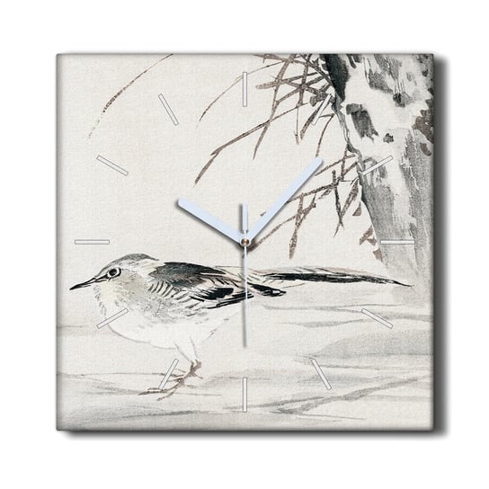 Zegar na płótnie 30x30 Drzewo zwierzę ptak wróbel, Coloray Coloray