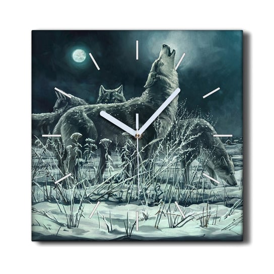 Zegar na płótnie 30x30 Malarstwo zwierzęta wilki, Coloray Coloray