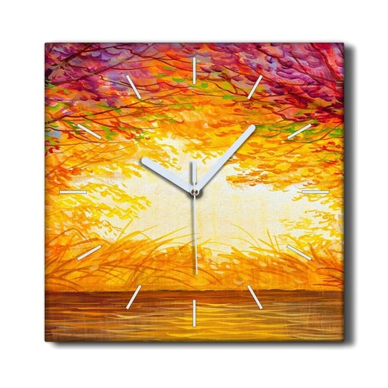 Zegar na płótnie 30x30 Woda jesień zachód słońca, Coloray Coloray