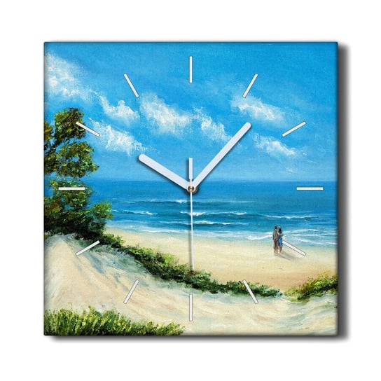 Zegar na płótnie 30x30 Wybrzeże para plaża morze, Coloray Coloray