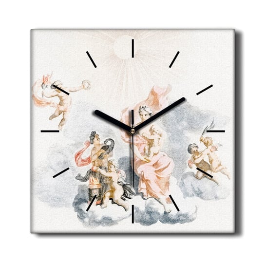 Zegar na płótnie Anioły vintage chmury 30x30 cm, Coloray Coloray