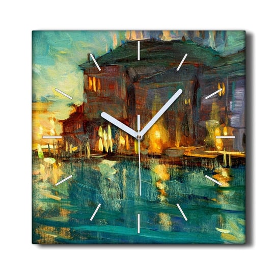 Zegar na płótnie cichy ozdoba 30x30 Rzeka budynki, Coloray Coloray