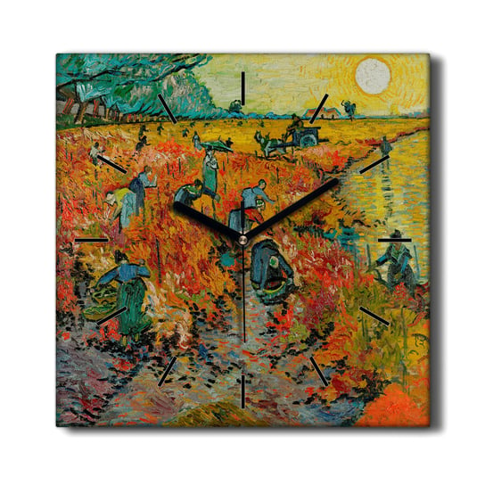Zegar na płótnie Czerwona winnica Van Gogh 30x30, Coloray Coloray