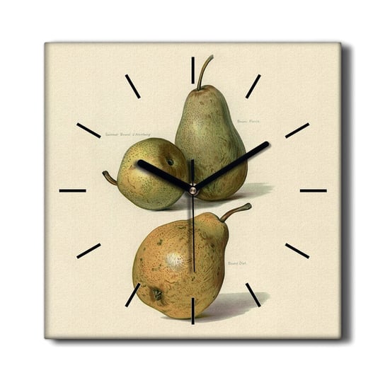 Zegar na płótnie do kuchni Owoce gruszki 30x30 cm, Coloray Coloray