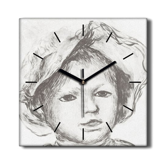 Zegar na płótnie do salonu Szkic dziecko 30x30 cm, Coloray Coloray