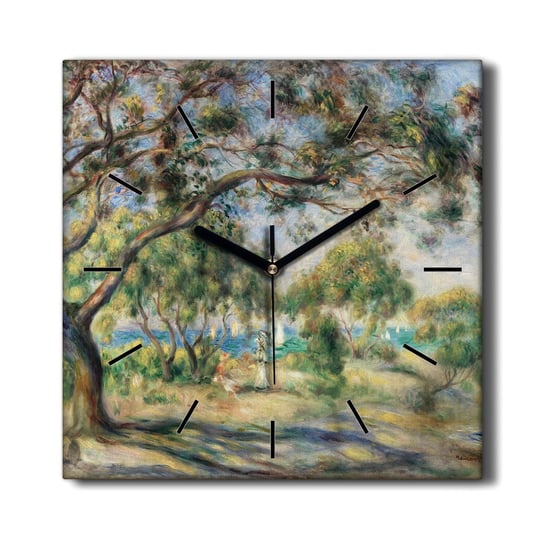 Zegar na płótnie Drzewa wybrzeże fale statki 30x30, Coloray Coloray