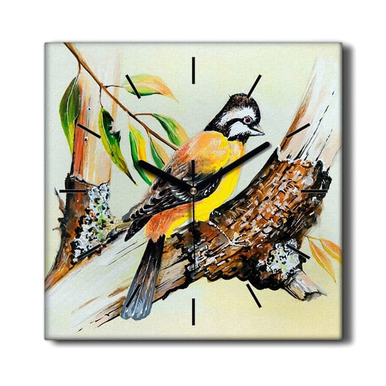Zegar na płótnie Gałąź liście zwierzę ptak 30x30, Coloray Coloray