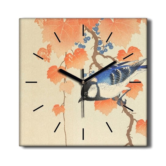 Zegar na płótnie Gałęzie liście zwierzę ptak 30x30, Coloray Coloray