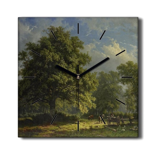 Zegar na płótnie grafika obraz Las niebo koń 30x30, Coloray Coloray